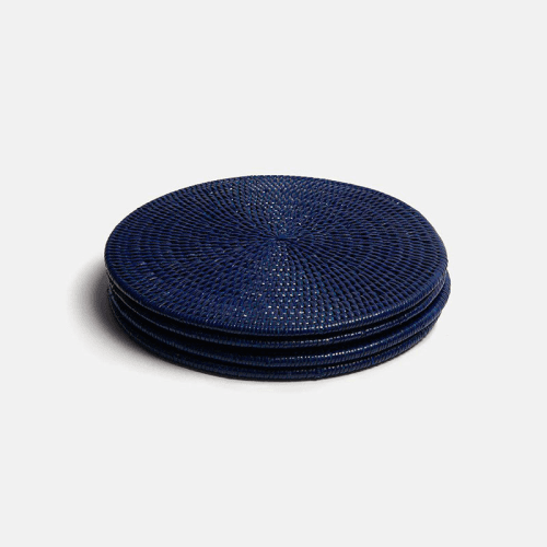 Image showing the Latha Set of 4 Placemats, D27cm, Dark Blue product.