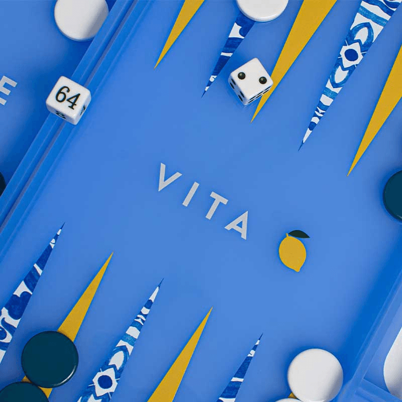 Dolce Vita Backgammon Board, L45 x W38cm, Blue