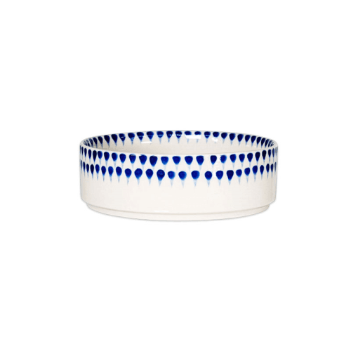 Image showing the Indigo Drop Ceramic Pet Bowl, D12cm, Cream product.