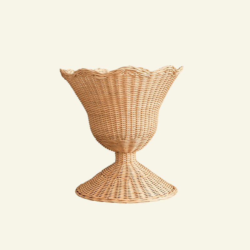 Freya Scalloped Rattan Bowl, D22cm, Natural