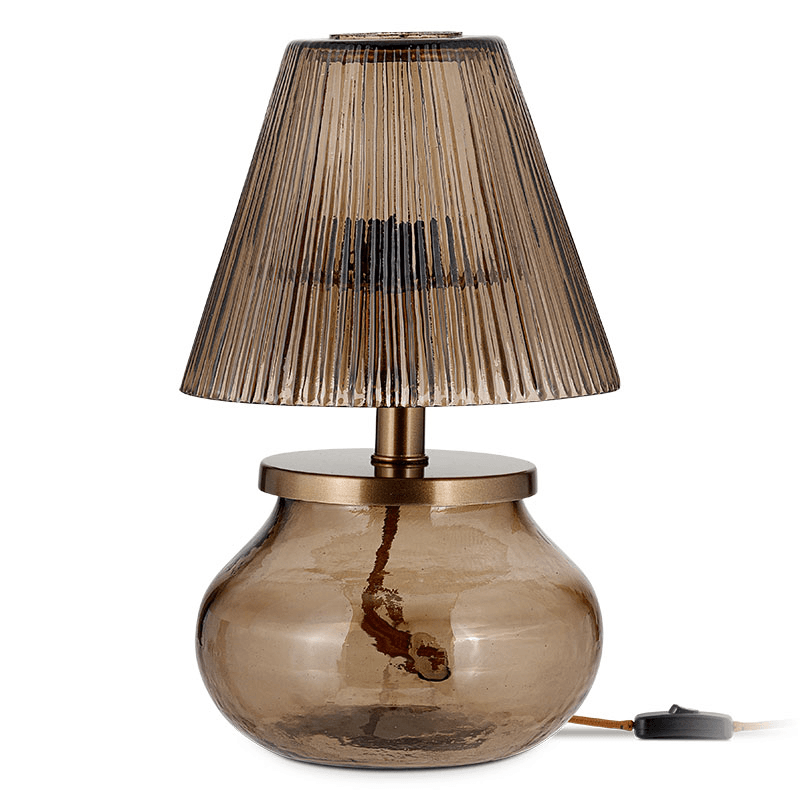 Dimalai Recycled Glass Table Lamp, H26cm, Brown Smoke