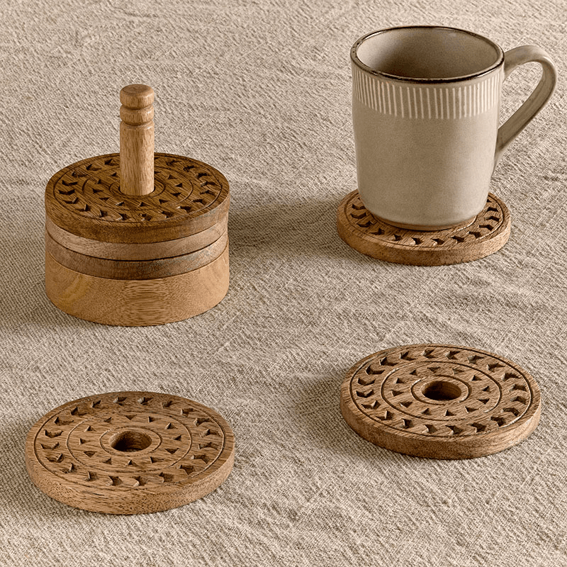 Anali Mango Wood Coasters, D10cm, Natural