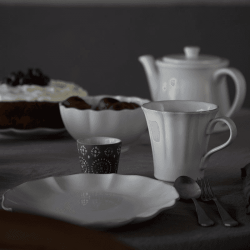 Image showing the Rosa Set of 6 Dessert Plates, D22cm, White product.