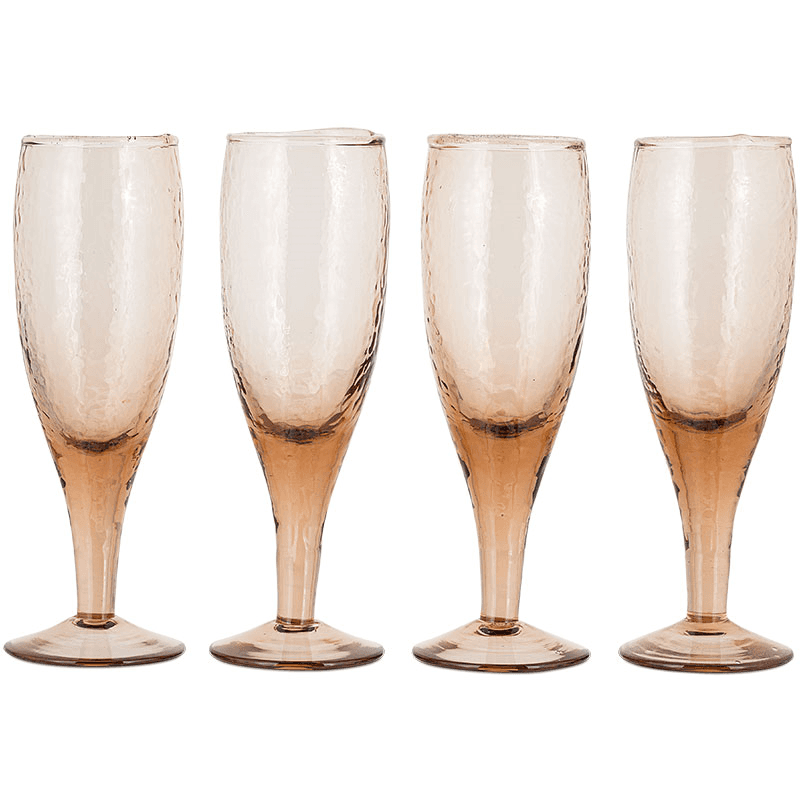 Yala Set of 4 Champagne Glasses, 200ml, Dusty Terracotta