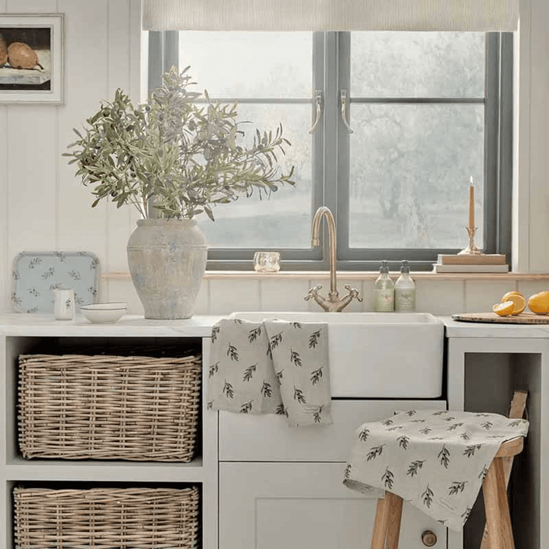 Olive Branch Tea Towel, Neutral