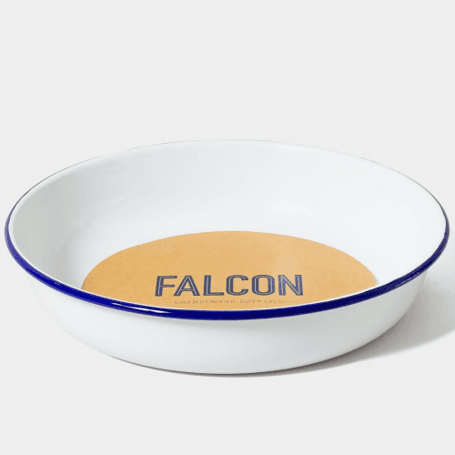 Image showing the Large Salad Bowl, White with Blue Rim product.