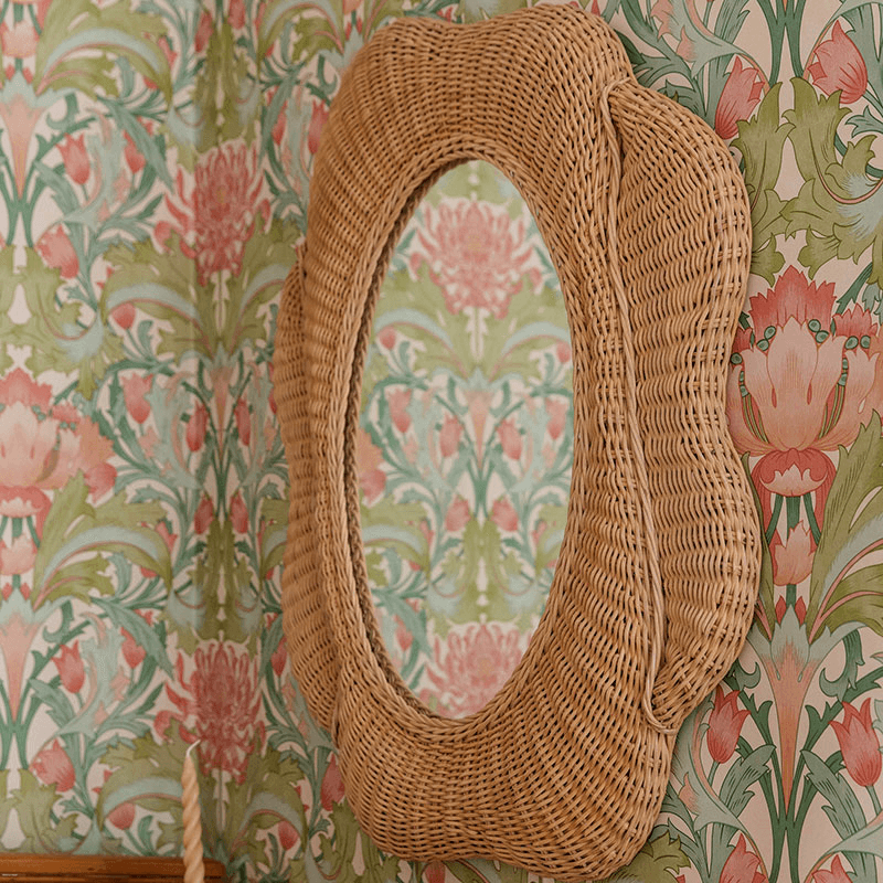 Blossom Oval Rattan Mirror, 60cm, Natural