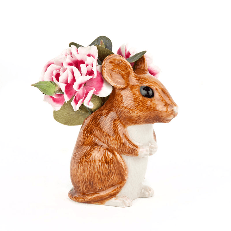 Wood Mouse Bud Vase, H8cm, Brown