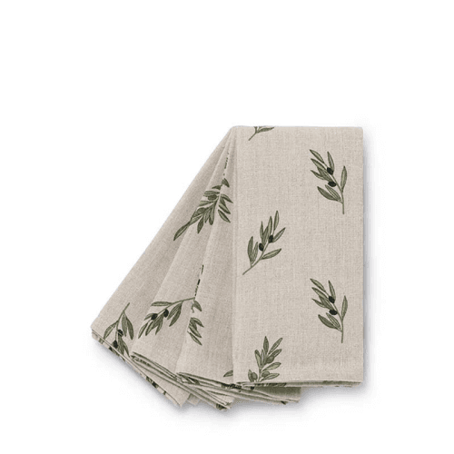 Image showing the Olive Branch Set of 4 Napkins, Neutral product.