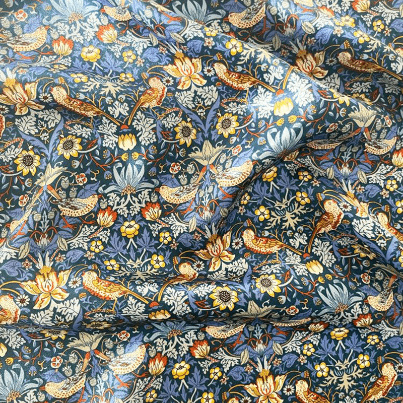 Strawberry Thief Pair of Silk Pillowcases, Single, Blue