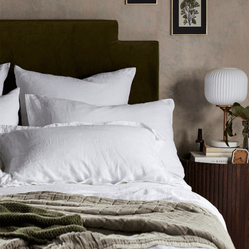 Image showing the Linen Housewife Pillowcase, Standard, White product.