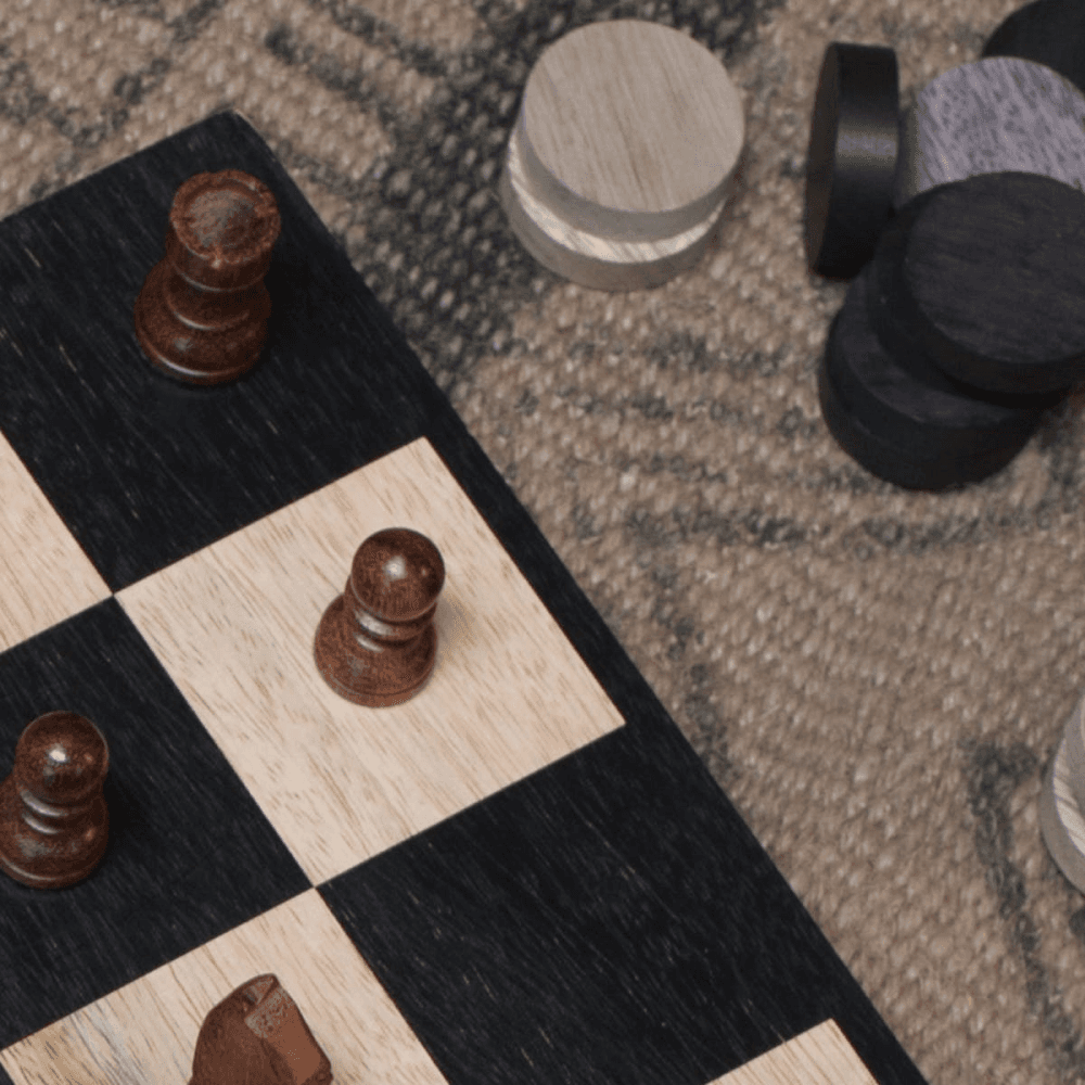 Mango Wood chess & draughts, 7 x 20 x 40cm, Mango Wood