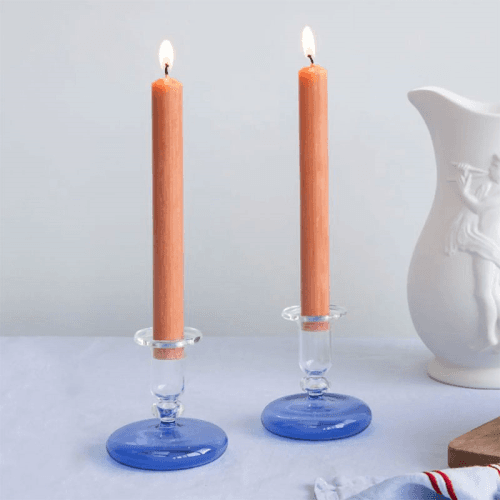 Image showing the Pebble Candlestick, H9cm, Blue product.