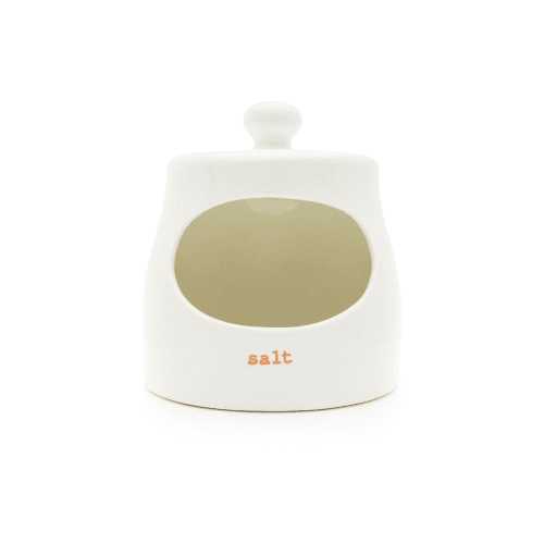 Image showing the Word 'Salt' Salt Pig, Cream/Orange product.
