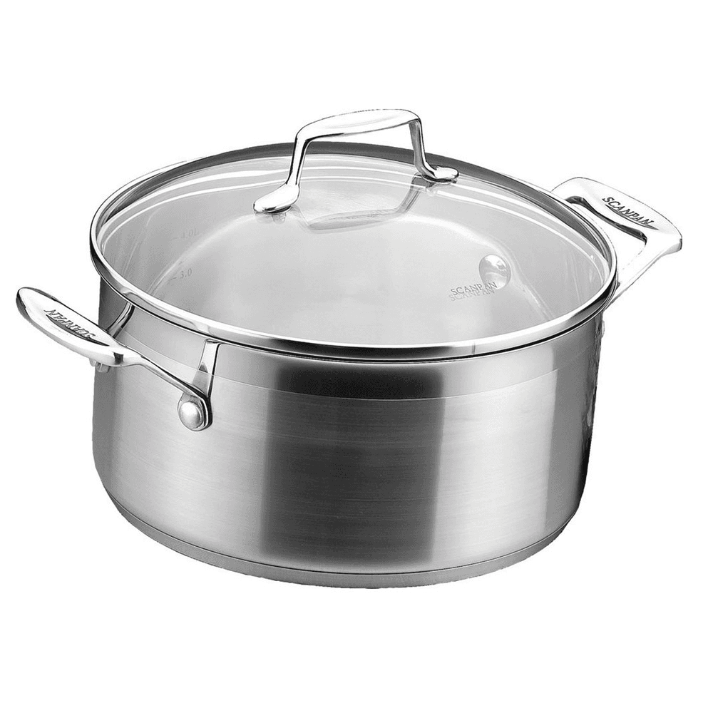 Impact Dutch oven with lid, 4.8 litre - D24cm, Stainless Steel And Glass