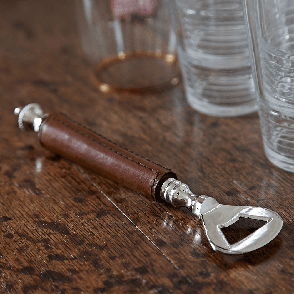 Bottle Opener, 21cm, Tan Leather