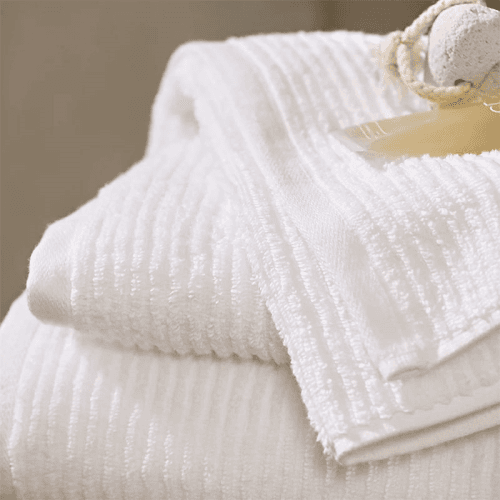 Image showing the Super Soft Pure Cotton Ribbed Bath Sheet, 100 x 150cm, White product.