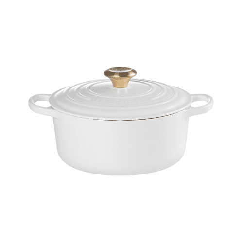 Image showing the Cast Iron Round Casserole, 24cm, White product.