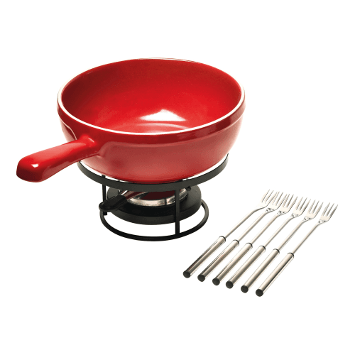 Image showing the Cheese fondue set, 36 x 24 x 9cm - 2.4 Litre, burgundy product.