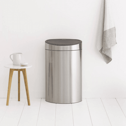 Image showing the Plastic bucket touch bin, 40 litre, Matt Steel Fingerprint Proof product.