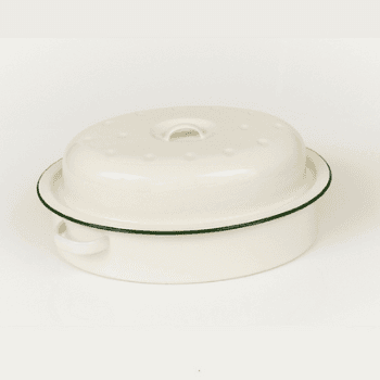 Roaster, Oval, Cream/Green Trim, 30cm