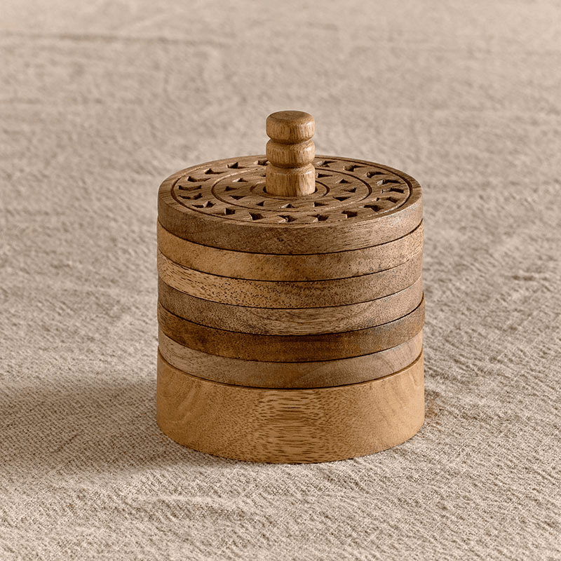 Anali Mango Wood Coasters, D10cm, Natural