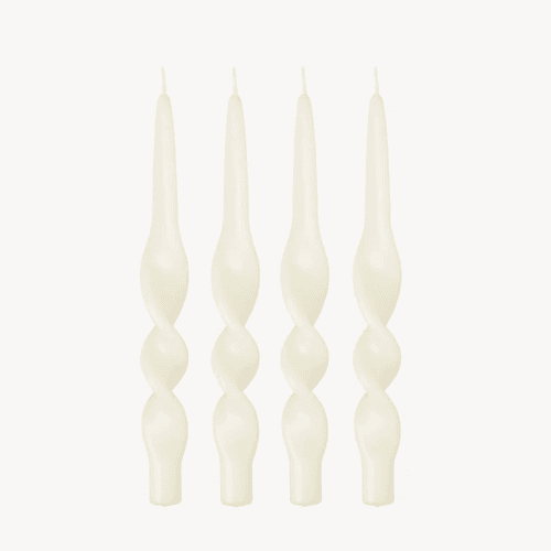 Image showing the Swirl Set of 4 Dinner Candles, H28cm, Ivory product.