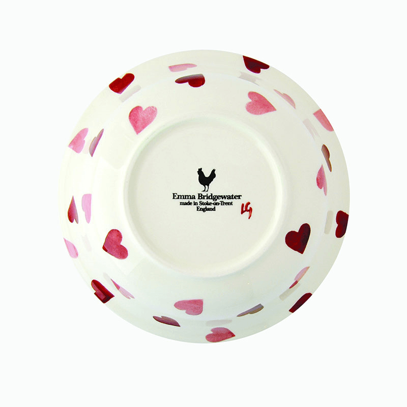 Pink Hearts Cereal Bowl, D16.5cm, Cream