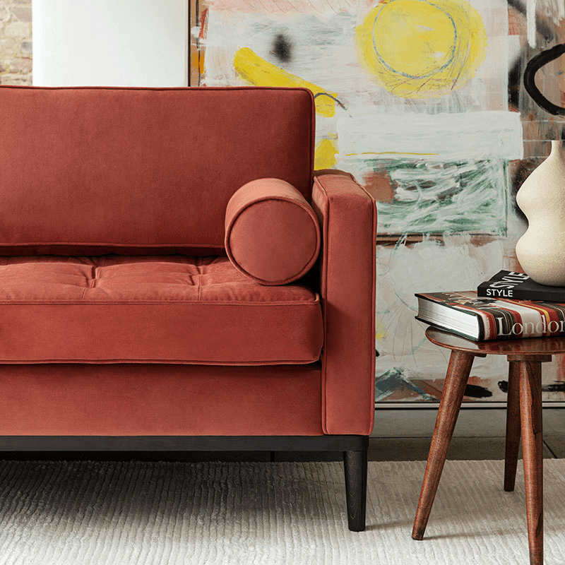 Model 02 Velvet 3 Seater Sofa, Brick