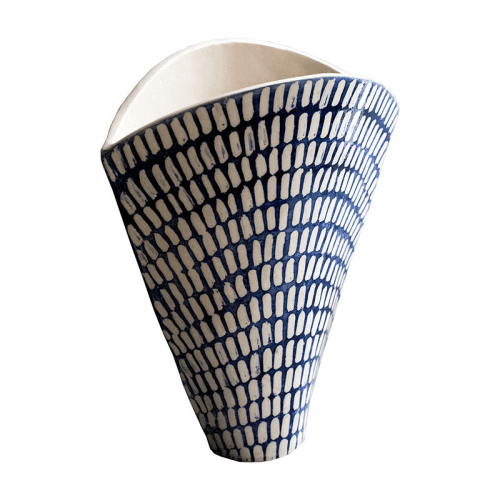 Image showing the Dash Fan Vase, H25cm, Indigo product.