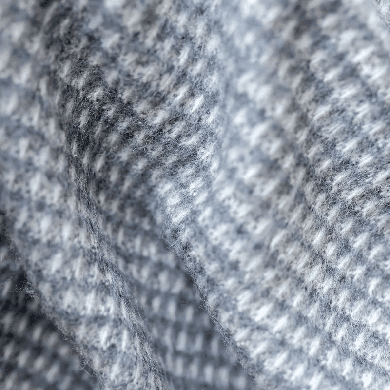 Check Recycled Wool Blanket, 145 x 190cm, Charcoal Waffle