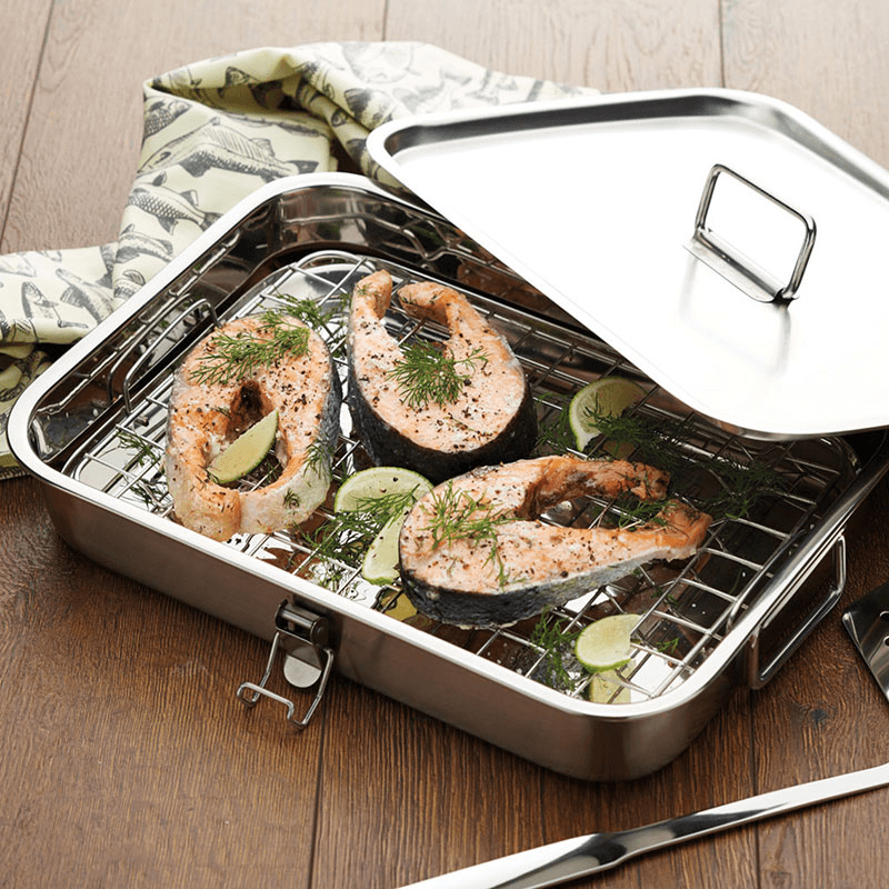 Home Made Smoking oven with lid, 37 x 27cm, Stainless Steel