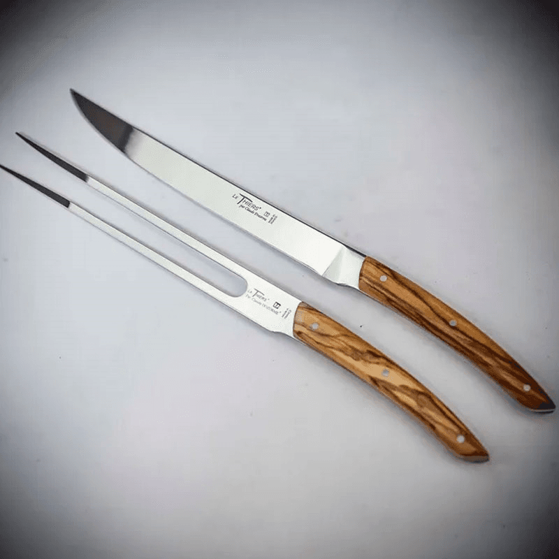 Thiers 2 piece carving set, Olive Wood