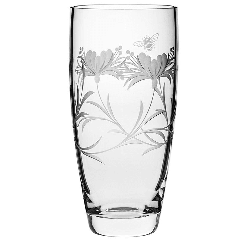 Bee & Honeysuckle Tall Vase, H25cm, Clear