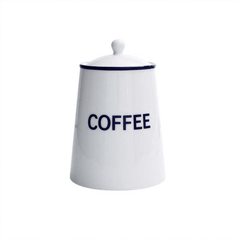 Canteen Coffee Storage Jar, White/Blue