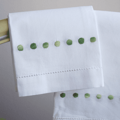 Image showing the Dots Hand Towel, 38 x 58cm, White/Green product.