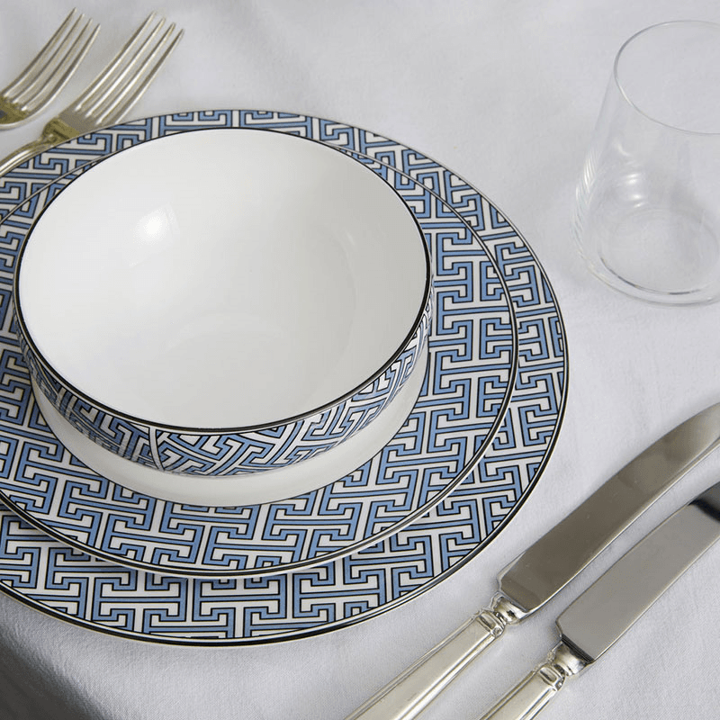 Maze Set of 2 Dessert Plate, D21cm, Cornflower Blue