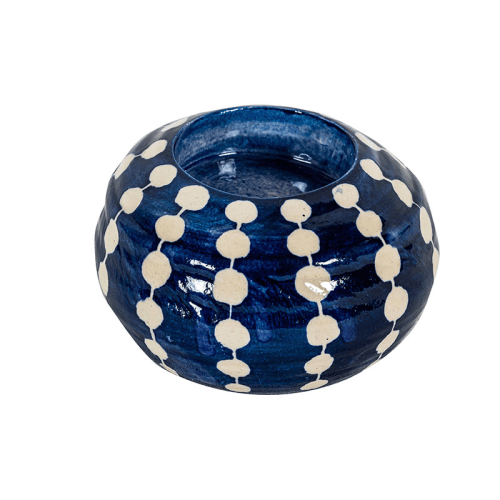 Image showing the Dots Tealight Holder, D10cm, Indigo product.