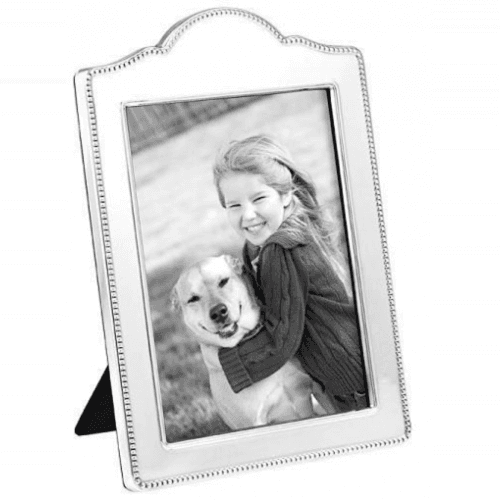 Image showing the BRH Series - Bead Photograph frame, 7 x 5", Sterling Silver With Blue Velvet Back product.