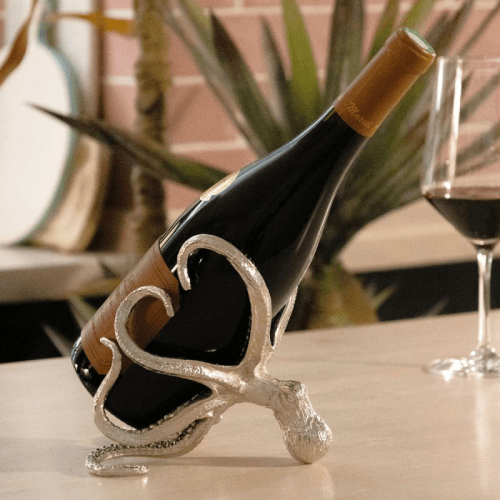 Image showing the Octopus Wine Bottle Holder, L14.5 x W13 x H17cm, Silver product.