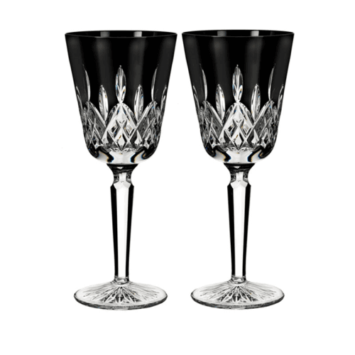 Image showing the Lismore Set of 2 Large Wine Glasses, 425ml, Black product.