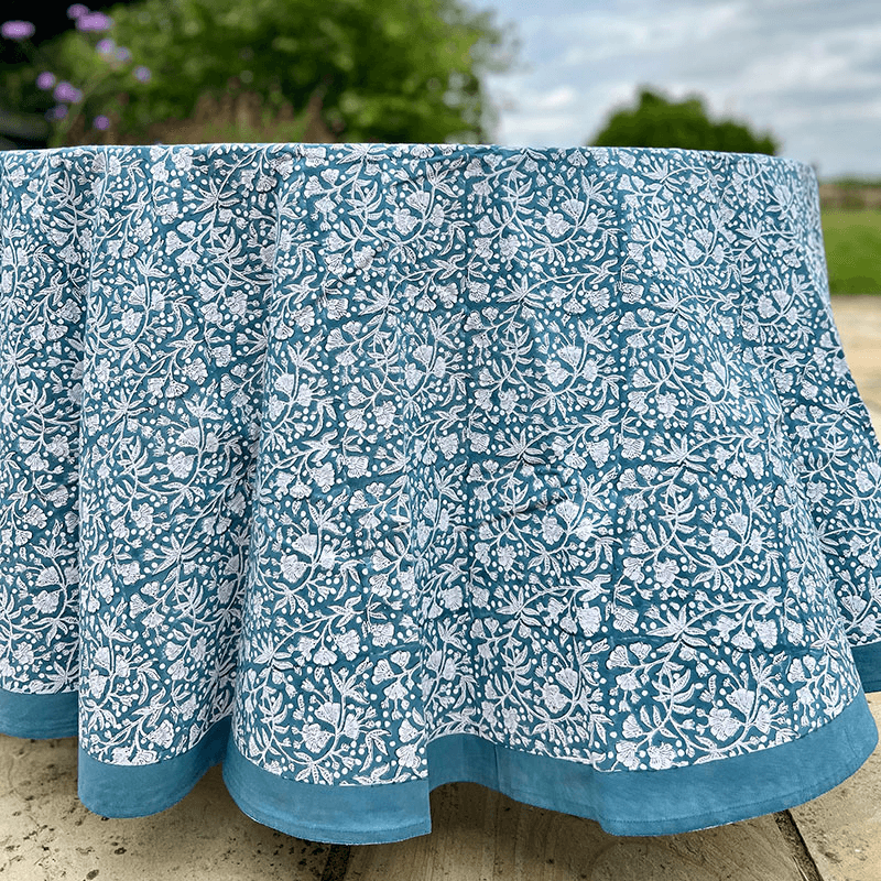 Florence Tablecloth, D225cm, French Blue
