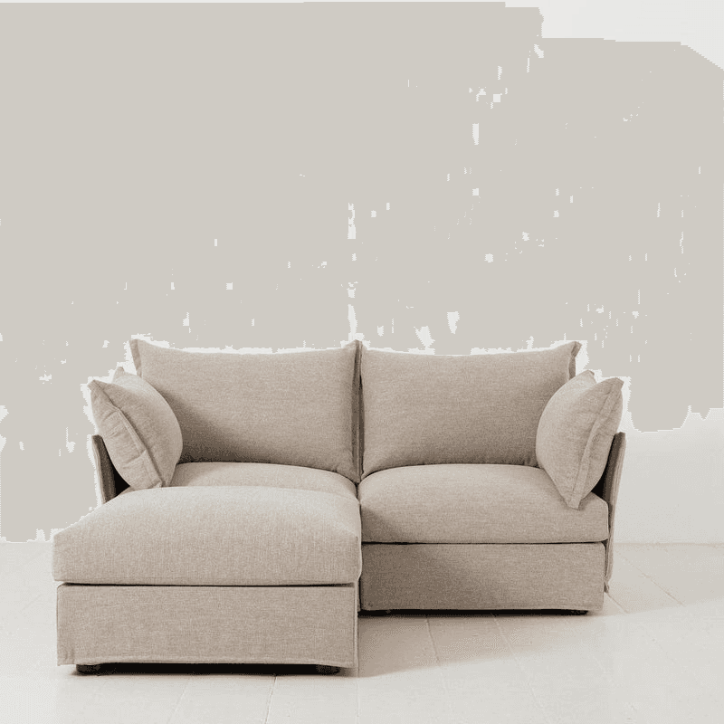Model 06 Linen 2 Seater Sofa With Chaise, Pumice