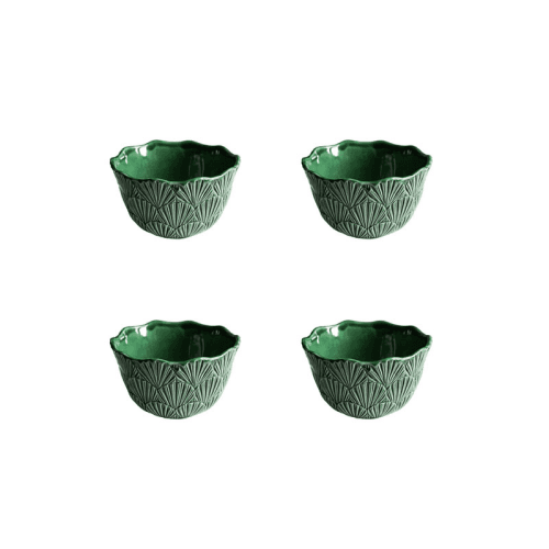 Image showing the Laguna Shell Set of 4 Cereal Bowls, H 10cm, W 15.5cm, D 15.5cm, Green product.
