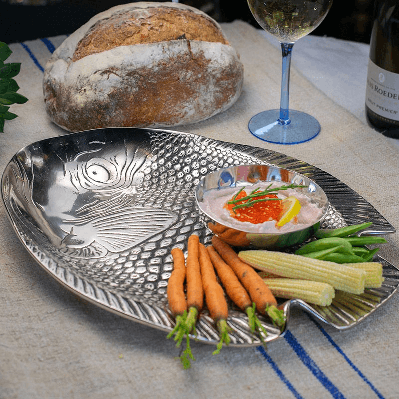 Fish Serving Platter, L38 x W29.5 cm, Silver