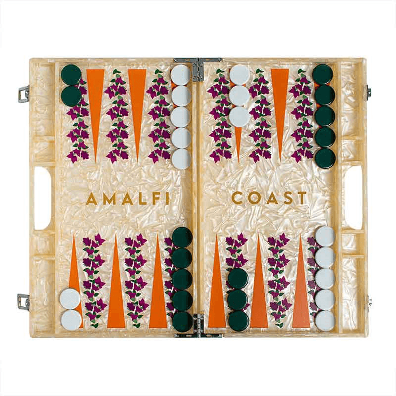 Amalfi Coast Backgammon Board, L45 x W38cm, Cream