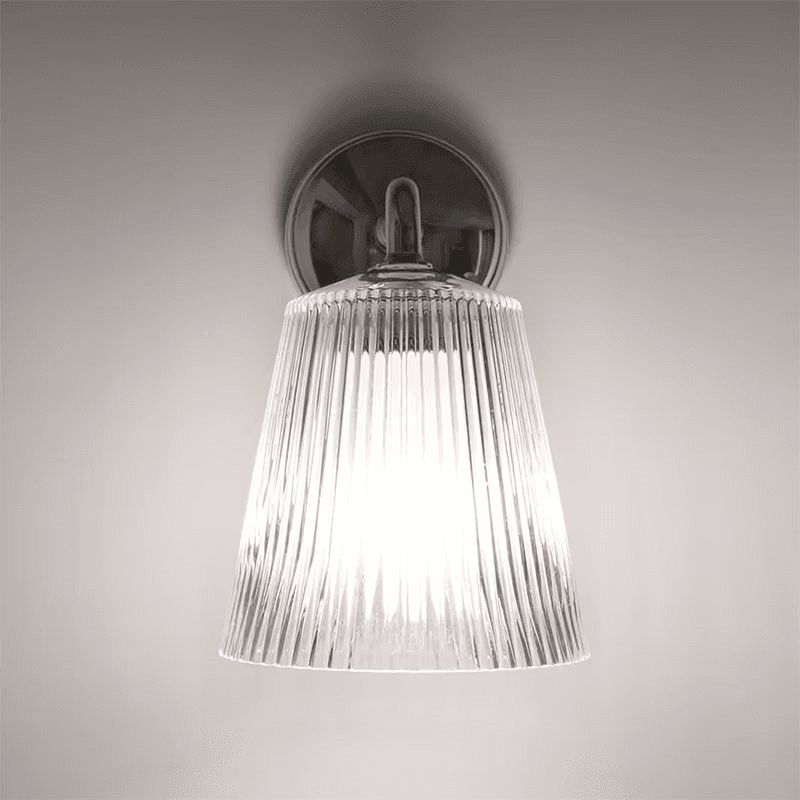 Richmond  Flutted Glass Wall Light, H17cm, Polished Nickel