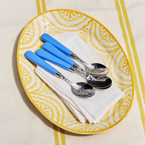 Image showing the Set of 2 Dessert Spoons, Sky Blue product.