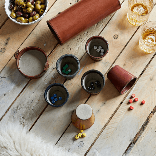 Image showing the Leather Perudo Set, Conker Brown product.
