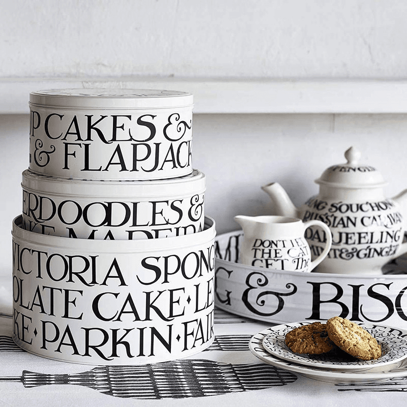 Black Toast Set 3 Round Cake Tins, 25cm x 14cm, Cream / Black